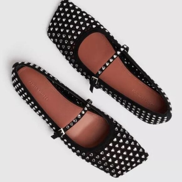 Amina Muaddi Shoes - Amina Muaddi - 10mm Ane suede & crystal flats - Black